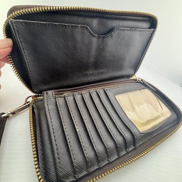 Michael Kors Jet Set Logo Wristlet Wallet Phone Case Brown - Picture 7 of 7